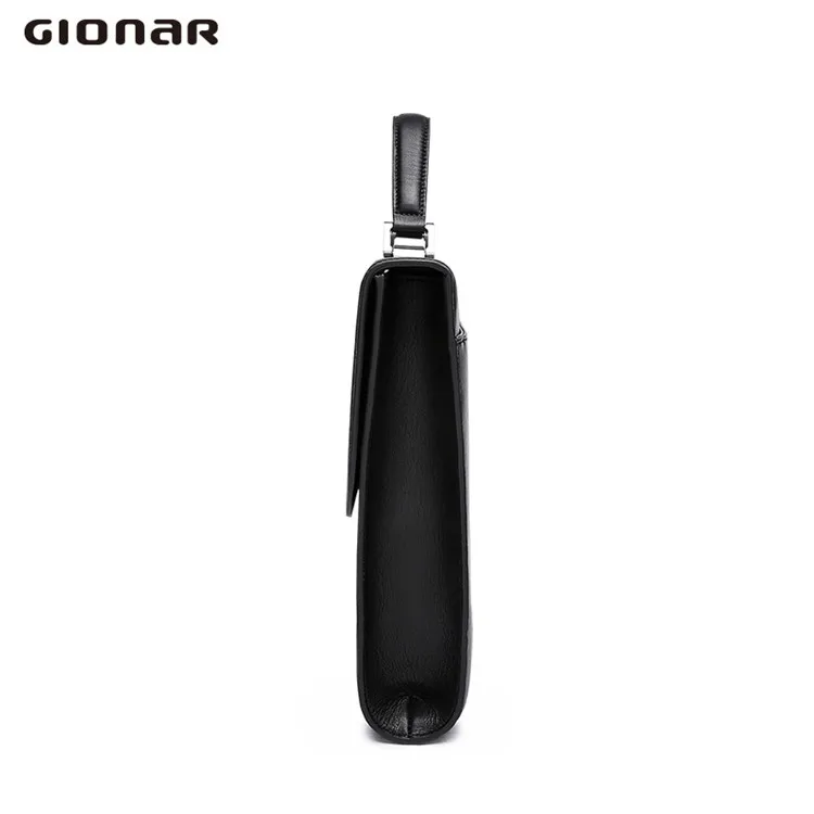 New Arrivals Custom Black Plain Nappa Real Leather Handbag for men Large Briefcase with Private Logo OEM&ODM Service China