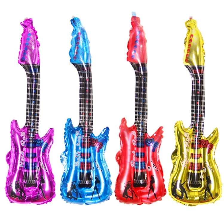 Hot Selling Guitar Cartoon Foil Toy Balloons Rock Instrument for Wedding Birthday Kids
