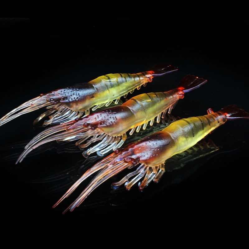 Squid Fishing Peche Tackle Fishing Accessories Artificial Bait 7cm 3.5g Silicone Lure Lifelike Prawn Soft Shrimp Fishing Lure