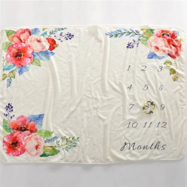 
Soft Colar Flannel Fleece Baby Monthly Milestone Blanket For Photograph Wholesale Cheap Cartoon Kids Cute Baby Month Blanket 