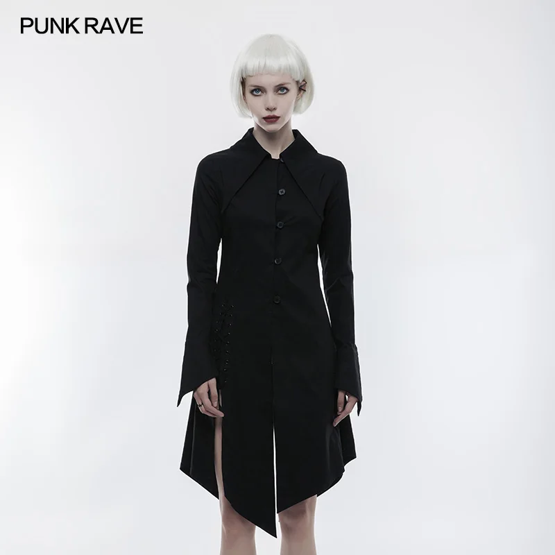 PY-251 Gothic dynasty U-shape cuff A-line waisted bat wing collar drawstring ladies shirt