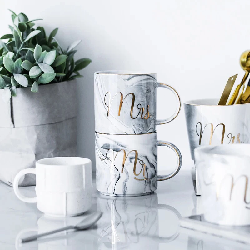 Hot sale hand made decorative custom drinkware wholesale porcelain marble coffee mug