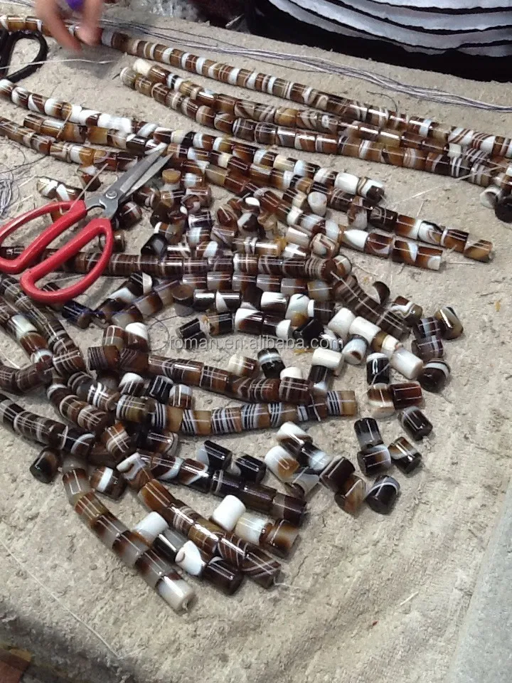 2mm hole cylinder Madagascar agate beads 15x18mm agate barrel beads with 2mm hole