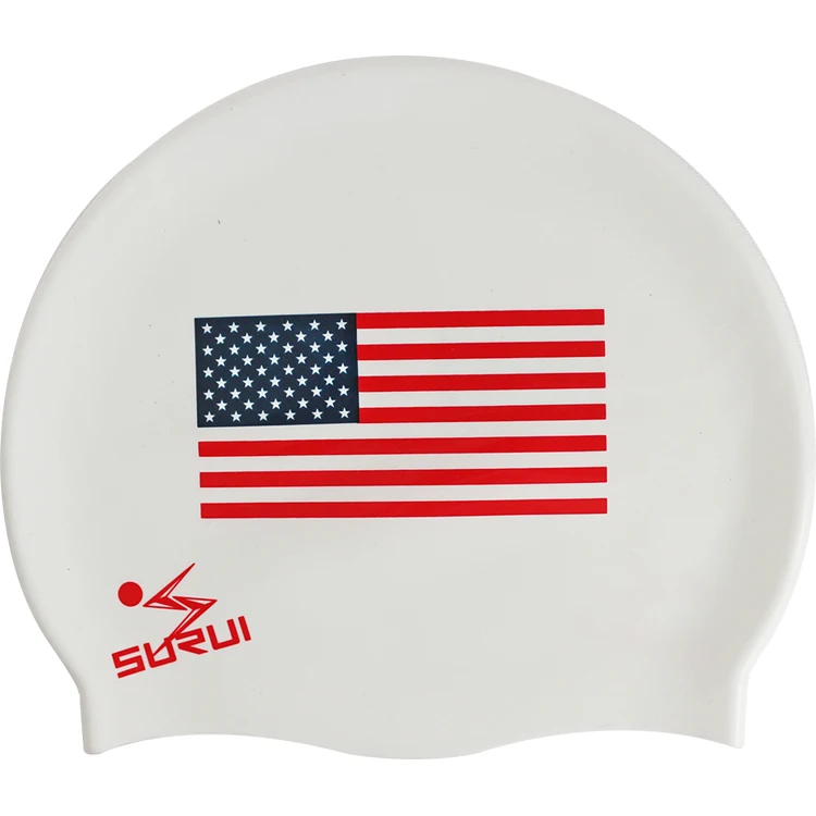 Wholesale Printing  Logo Best Silicone Country Flag Swimming Cap