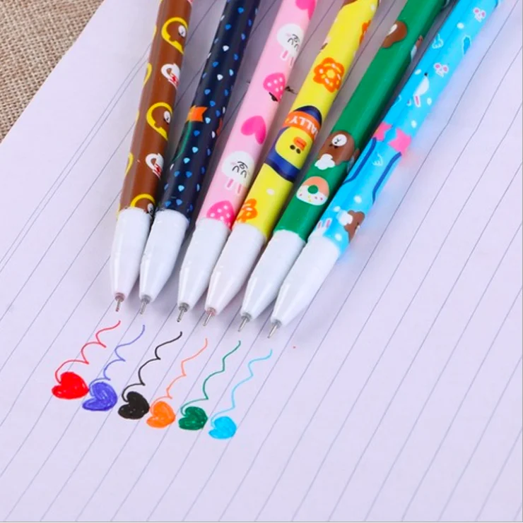 Promotional Gift Japan Stationery Colorful Neon Rainbow Gel Ink Pen Professional Writing Pen Set Different Color Plastic Gel Pen