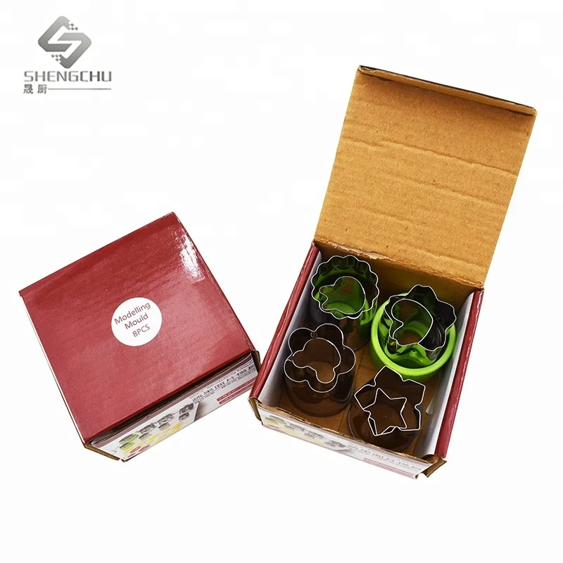 Factory Direct 430 stainless steel 8pcs kids Mini food Fruit cutter and vegetable cookie cutter kitchen gadget