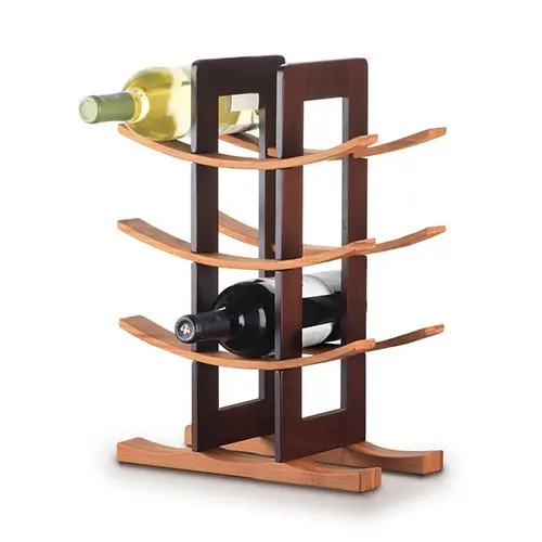 
12-Bottle Bamboo Wine Rack Home Collection wood wine display stand 