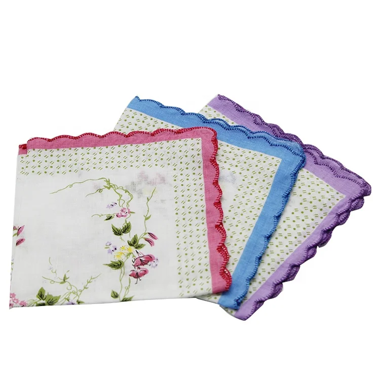 Custom Logo Printed Ladies Beautiful Cotton Handkerchief