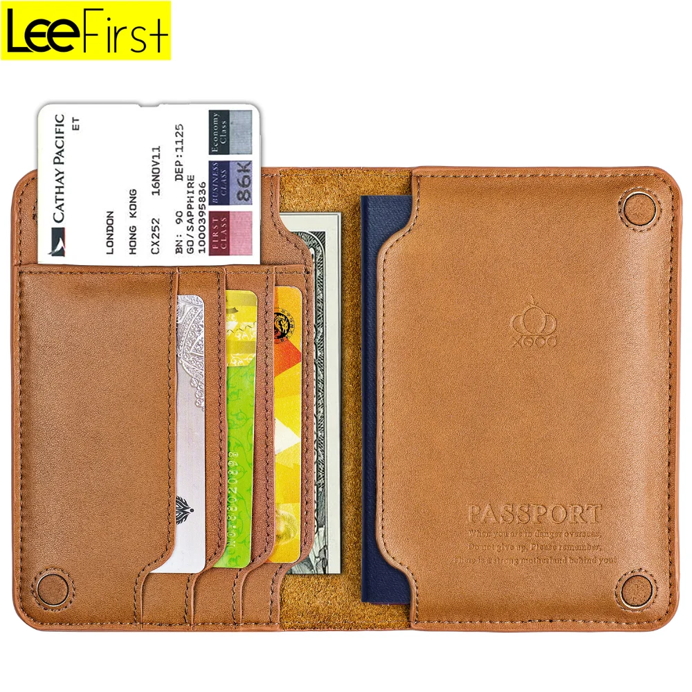 New arrival Genuine Leather Passport Holder Cover Travel Organizer Wallet with Card Slots