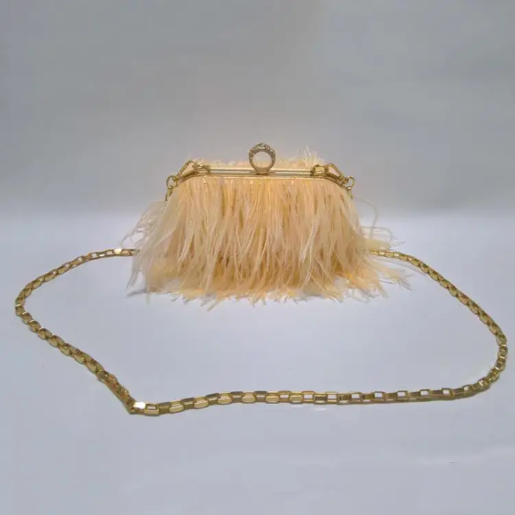 
Ladies Ostrich Feather Wedding Clutches Purse Bridal PartyBag Messenger Evening Clutch Bags 