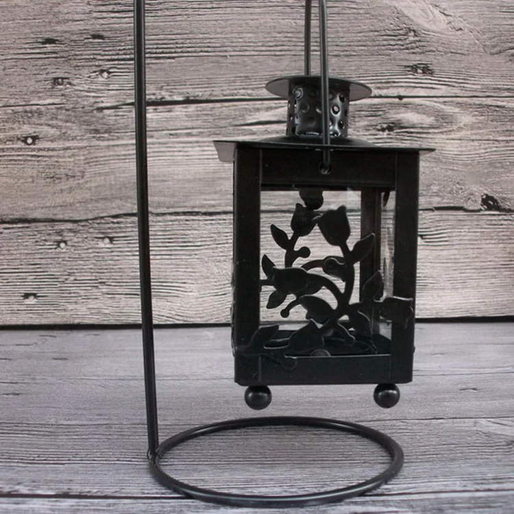 Europea-style! Hanging Glass Metal Lantern Candle Holder Candle Stick Lantern