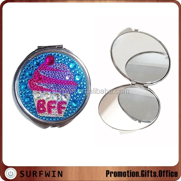 round compact mirror/pocket mirror/cosmetic mirror with acrylic stone