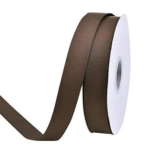 MOQ 1 roll Wholesale 1 inch Width 25 mm Tan Brown grosgrain ribbon For Gift Wrapping, 1 inch grosgrain ribbon