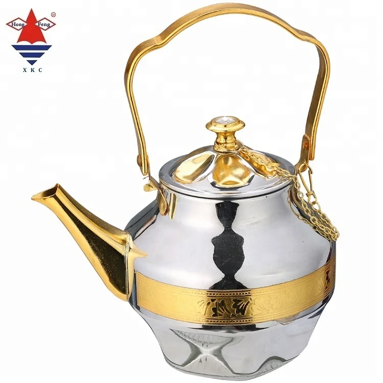 Hot Sale Arabic Turkish Stainless Steel Tea & Coffee Pot Set Luxury Gold Color Eco-Friendly High Quality Metal for Home Use