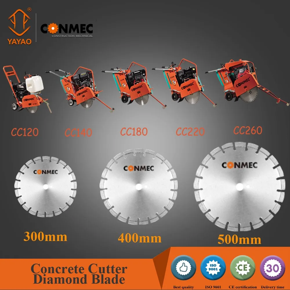 
CONMEC type concrete road cutter CC220 with CE and Honda GX390 concrete cutter machine blade 500mm 