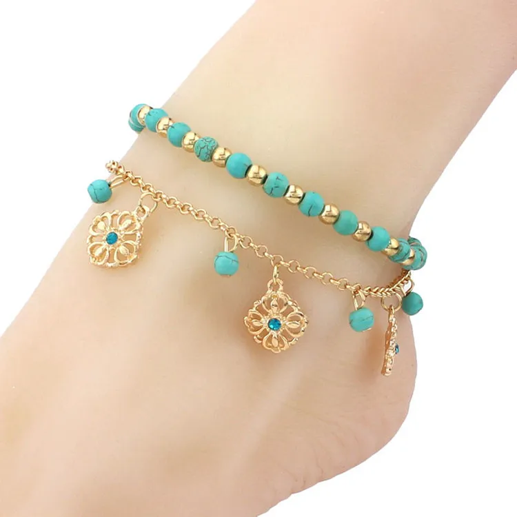 Hot Sell Women Simple Fashion Retro Diamond Fringed Anklets
