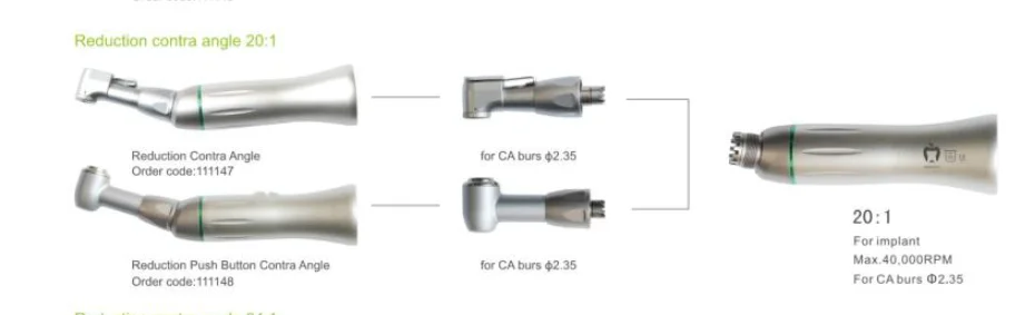 APPLEDENTAL push button 20:1 Reduction Implant Contra Angle handpiece