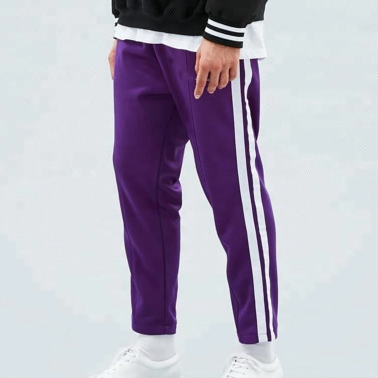 Purple Wholesale Custom Side Stripe Pants Tracksuit Bottoms Mens Track Pants With Pockets