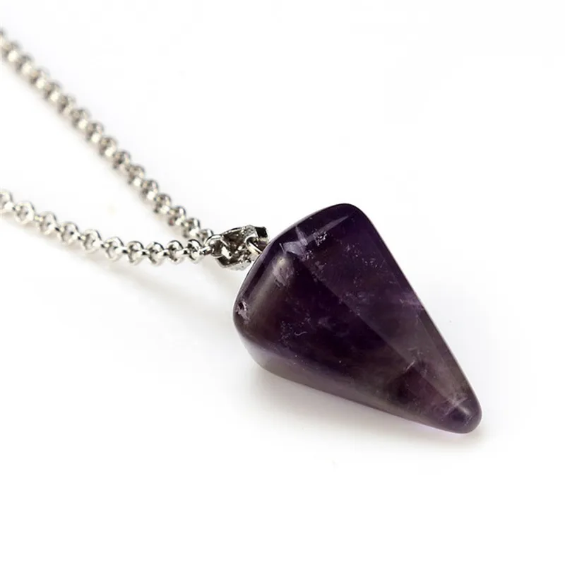 Manufacture wholesale hexagonal cone gemstone necklace semi precious stone necklace
