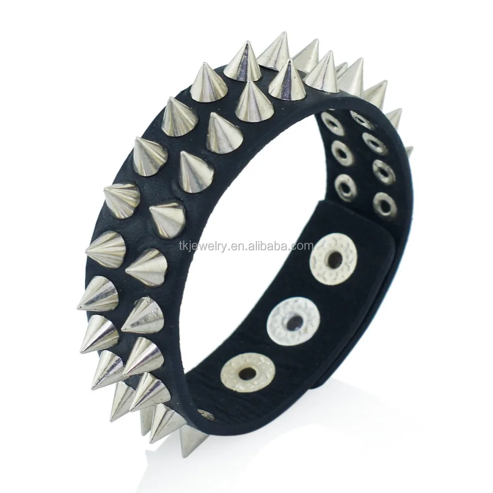 Hot Sale Gothic Spikes Rivet Bracelet Stud Cuff Bracelet Black Leather Punk bracelets
