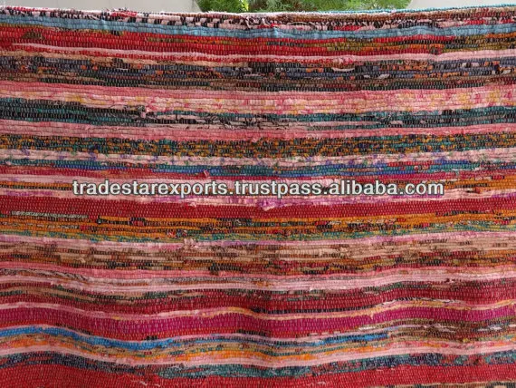 Indian traditional beautiful ethnic hand loomed decorative rag rag large carpet