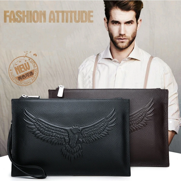 Omaska Customized New Handbag Bag Men Embossing Cow Genuine Leather Wallet Clutch Bag