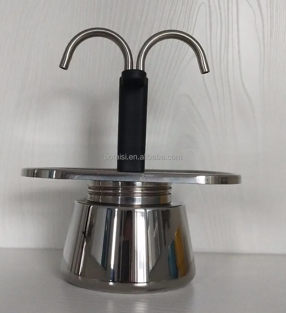 China supplier oem custom 2 cup stainless steel dual pipe coffee maker espresso machines
