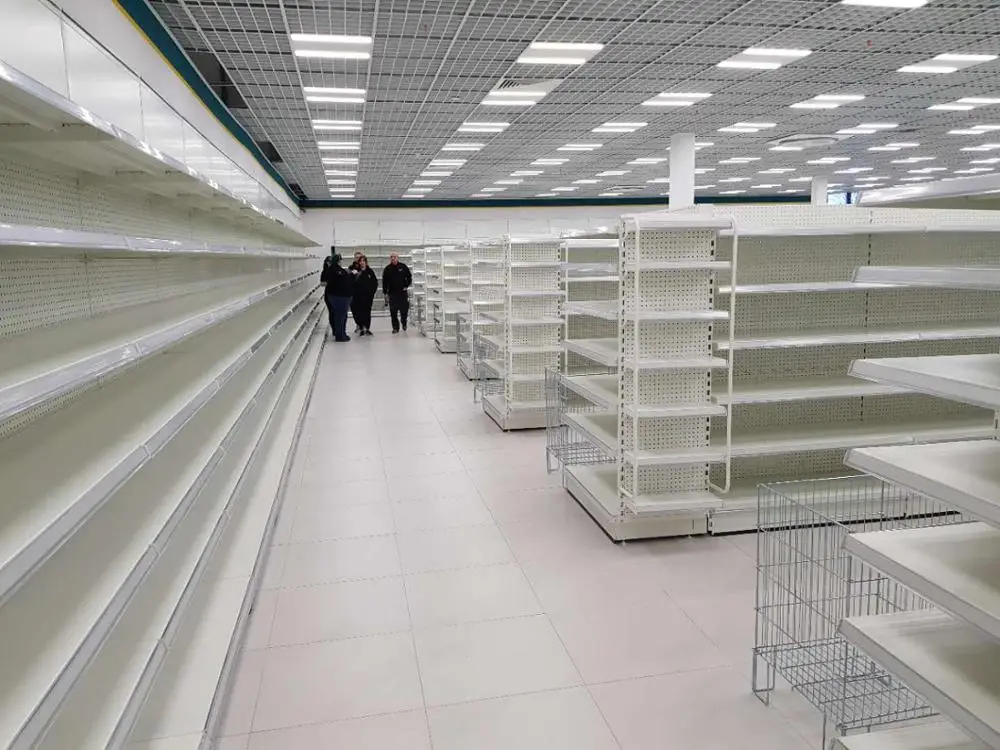 gondola end unit shelving with hanging side frame with heavy duty panel