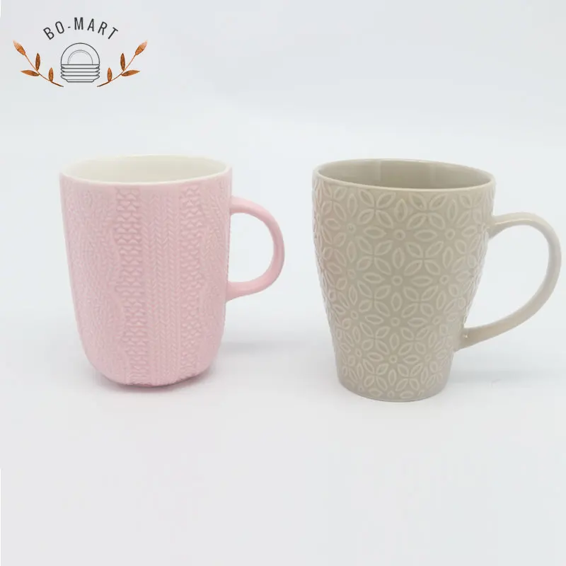Низкая цена glazed новой костяного фарфора, с тиснением кружка для кофе и чая