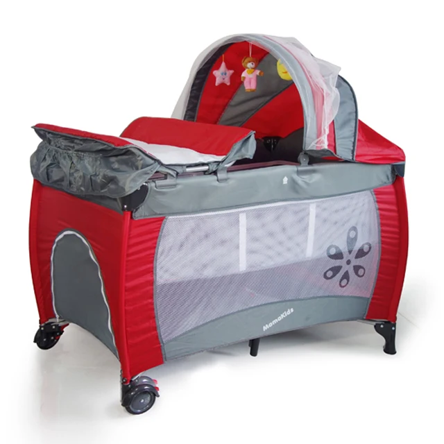 Mamakids S12-7 baby folding playpen bed with 2 wheels