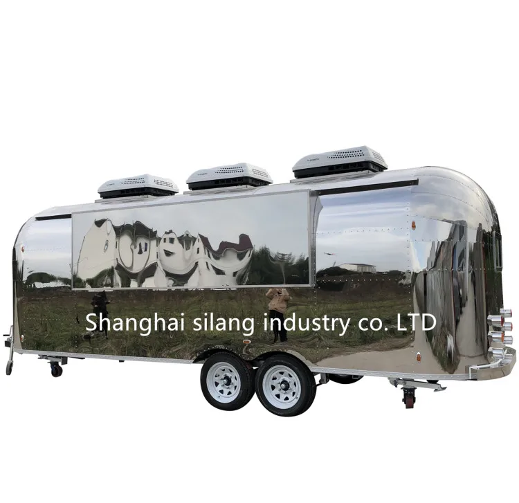 Slung unique design Airstream food truck with 50mm thickness insulation inside the wall/the shell made of galvanized steel pipes
