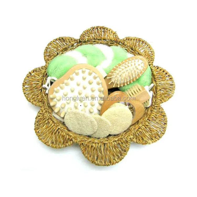 Promotional Shower Accessories Natural Wooden Bath Spa Gift Set for Baby Adult Shower