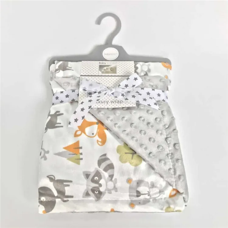 Soft Double Layer Organic Swaddle Royal Fleece Kid Dot Minky Baby Blanket