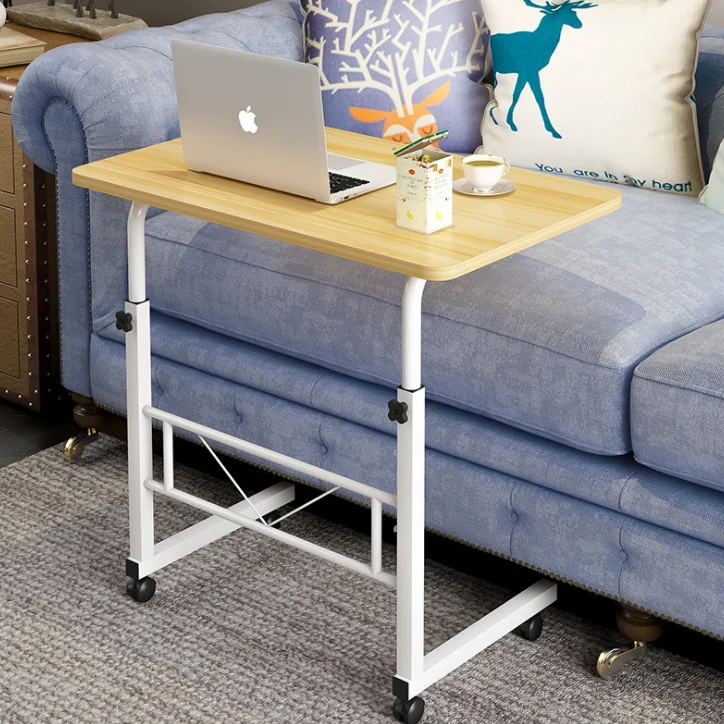 Mobile Computer Desk Portable Workstation Metal Laptop Push Cart Table On Wheels