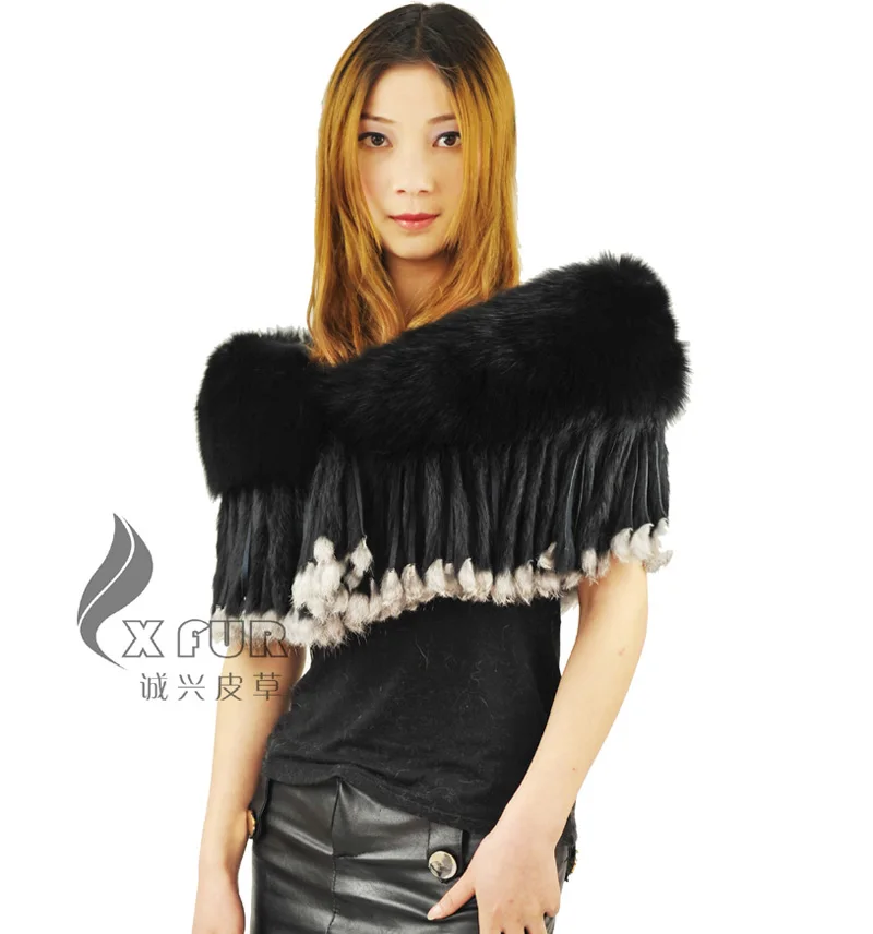 CX-B-61B с лисьим мехом Свадебная накидка с махровые сапоги из кроличьего меха