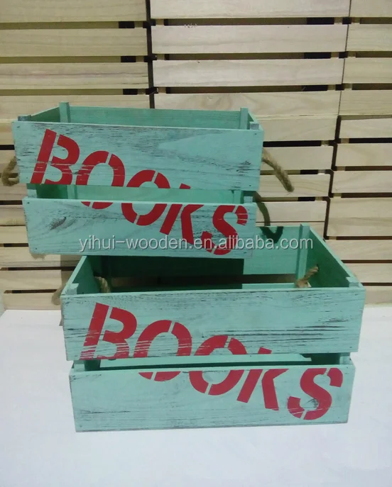 wooden books crates,printed wooden crate for book,book storage wood crates