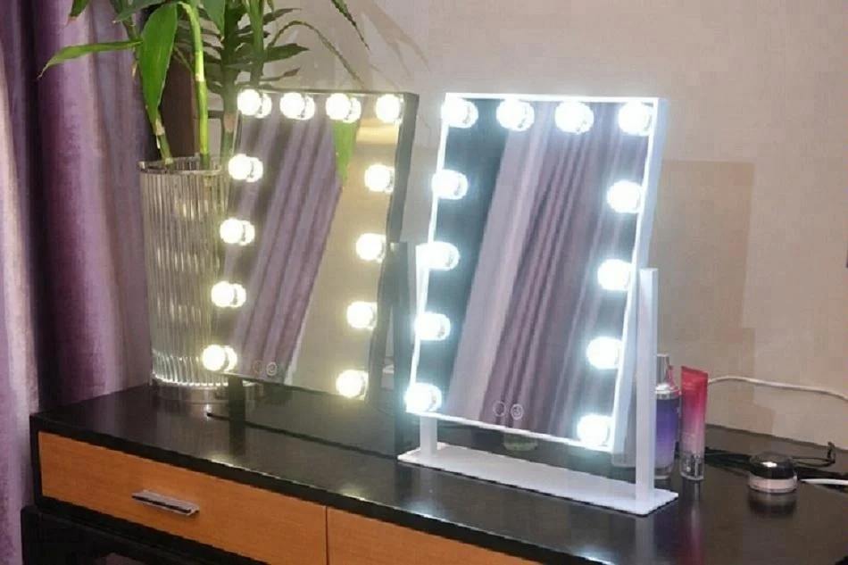 12 Led Light Desktop Touch Screen illuminated Back Stage Makeup Lighted with Bathroom Vanity Lighted Cosmetic Mirror