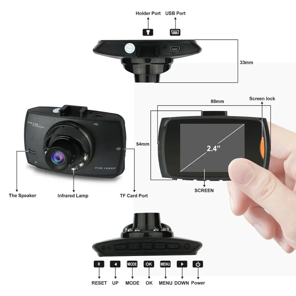 Original CG-33  User manual car camera dvr video recorder / dash camera / car dash cam