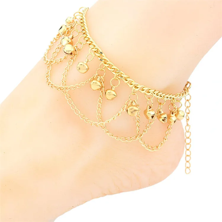 Hot Sell Women Fahion New Design 18 Carat Gold Bell Anklet