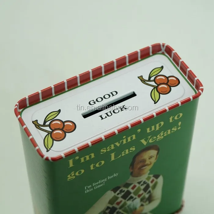 Custom rectangle metal money saving tin box