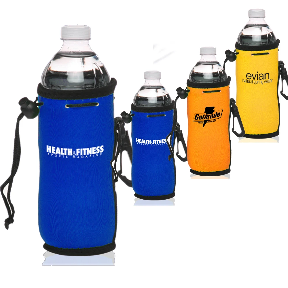 Custom neoprene drawstring cooler bag / hot water insulated / bottle thermal carry holder