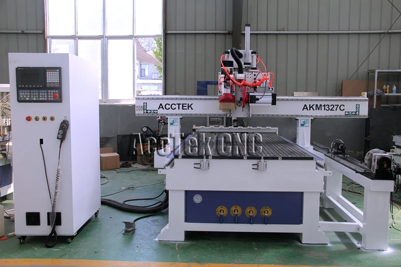 Auto tool changer AKM1327C circular saw cutting 4 axis wood cnc router for furniture kitchen cabinet door