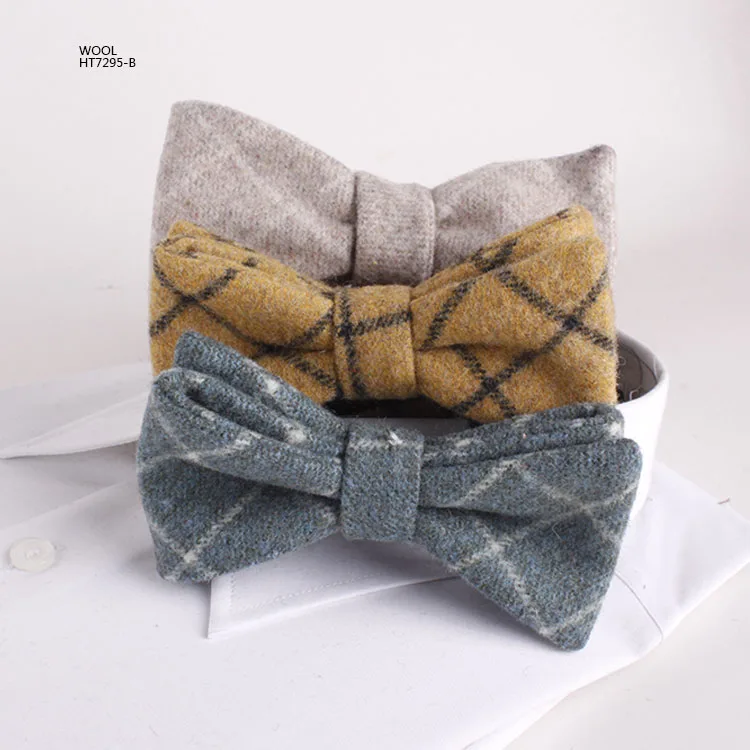 Модный мужской цветной галстук-бабочка из шерсти в стиле кэжуал