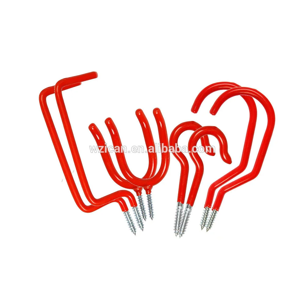 2pcs pack Red Coated Utility Storage bicycle Hook kit