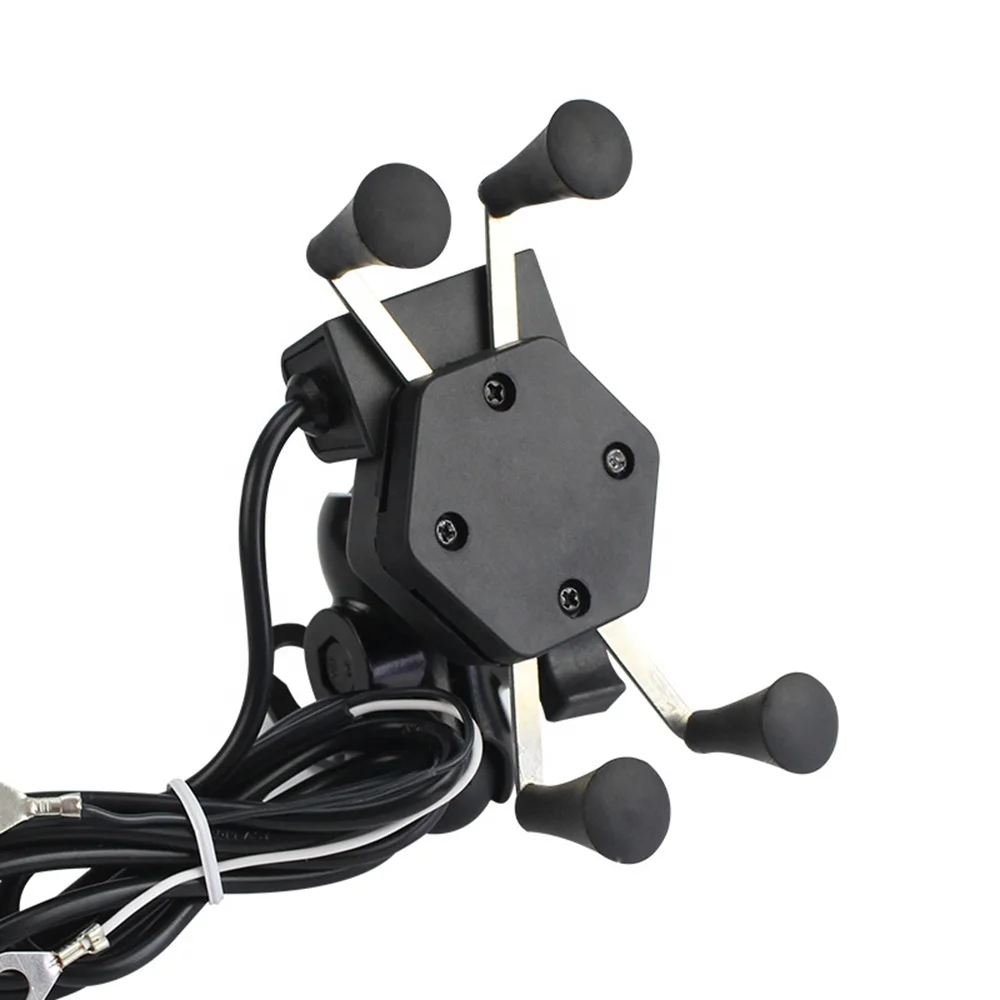 DC 12V 2A USB port adjustable motorbike x-grip phone mount motorcycle phone holder with charger