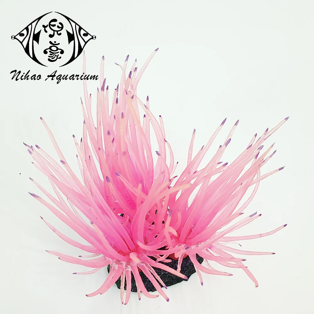 Fish tank decoration colorful soft fake silicon sea anemones artificial corals for indoor aquarium