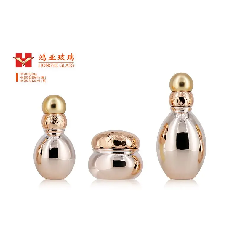 OEM Customization Personal Skin Care Elegant Logo Printing Cosmetic Round Glass Lotion Bottle 30ml 40ml 50ml 100ml 120ml