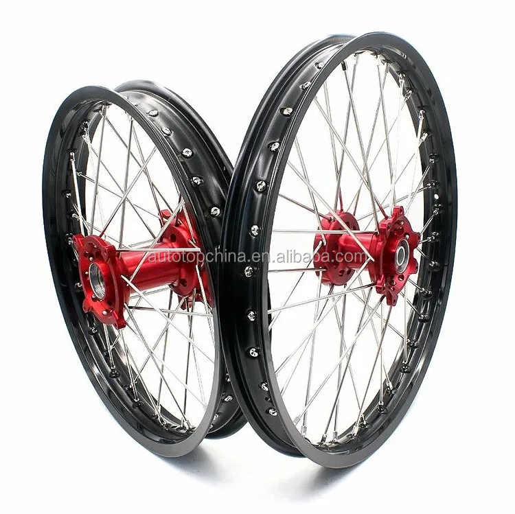 Complete Universal Including Red Hubs motorcycle wheel Stainless Steel Spoke  Motorcycle Aluminum Wheel Set