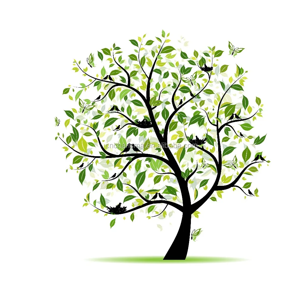 Heart leaves tree vinyle wall stickers for home decoration