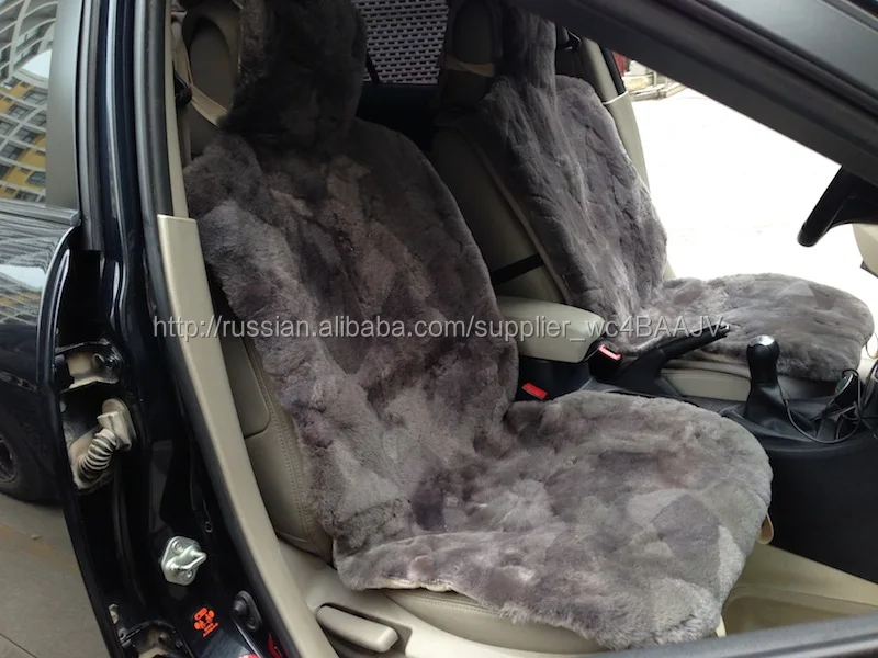 Natural seat cover. fur in front gray sheared sheepskin